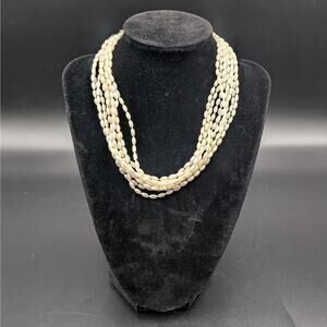 Vintage 48” Multi Strand Faux Pearl Necklace Hong Kong Long Strand